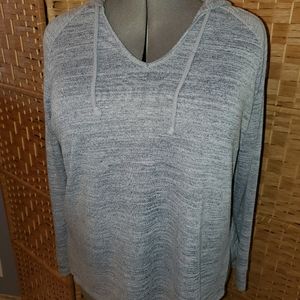 Heathered Blue Light Knit Hoodie, Sz L